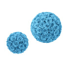 Two blue rose balls on a white background